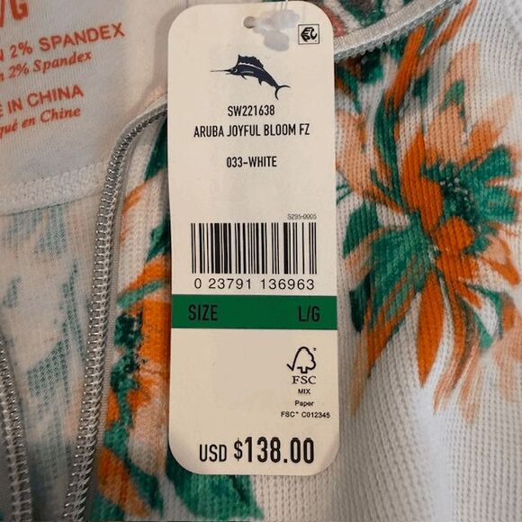 NWT Tommy Bahama Aruba Joyful Bloom Floral Lightweight Zip Up Jacket Size Large - Picture 9 of 14